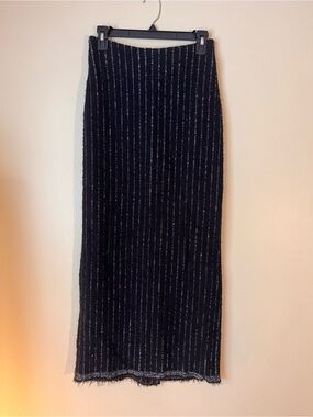 Ellery Wool High Waisted Pinstripe Midi Skirt